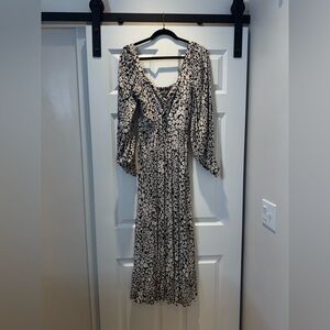 Angie Black and Cream Floral Maxi Dress